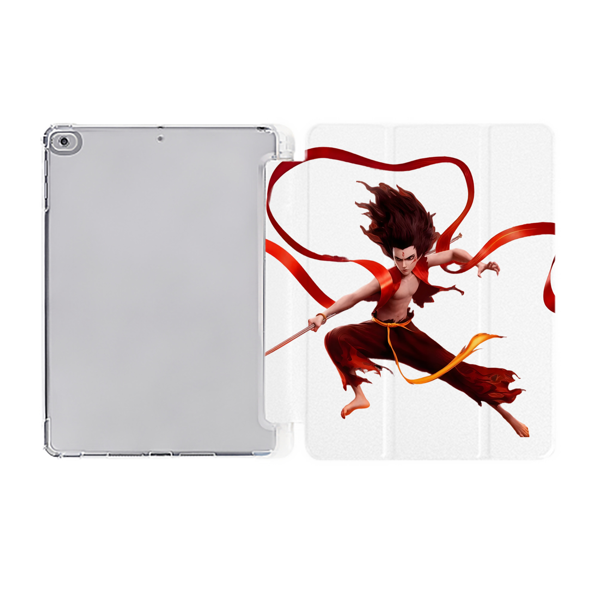 （画像用） Ne Zha 2 ナタ 魔童の大暴れ IPad ケース ペン収納付き 三つ折りスタンド PUレザー×シリコン 対応機種9.5/10.5/10.9インチ